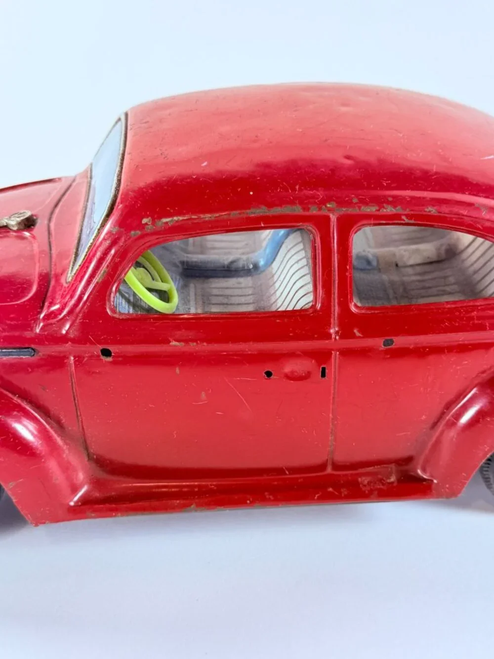 Vintage Bandai VW Volkswagen Beetle Tin Battery Operated Toy Car Japan Damaged
